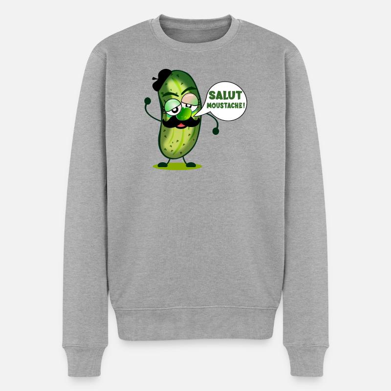 HALLO SCHNURRBART GURKEN - Männer Premium Bio Pullover - Grau meliert