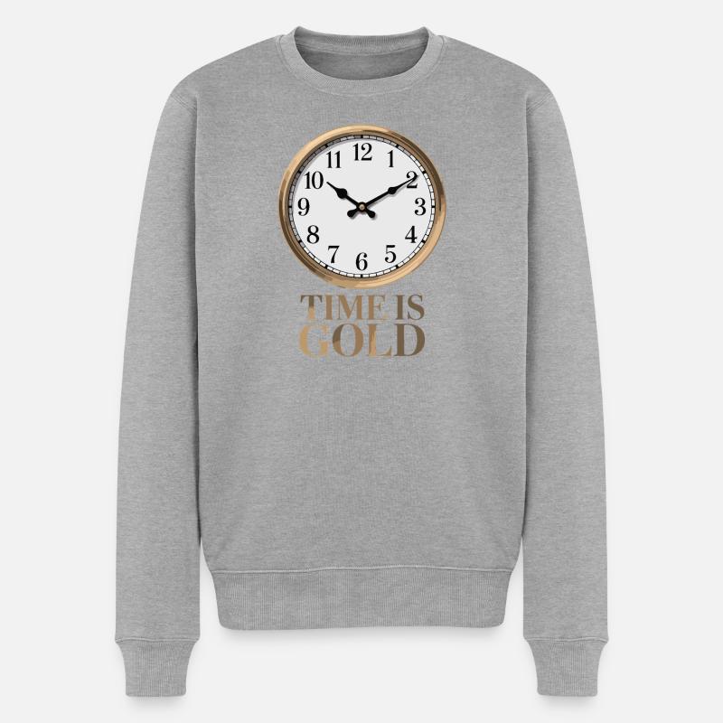 ZEIT IST GOLD - Männer Premium Bio Pullover - Grau meliert