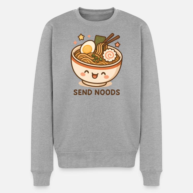 NUDELN SENDEN - Männer Premium Bio Pullover - Grau meliert