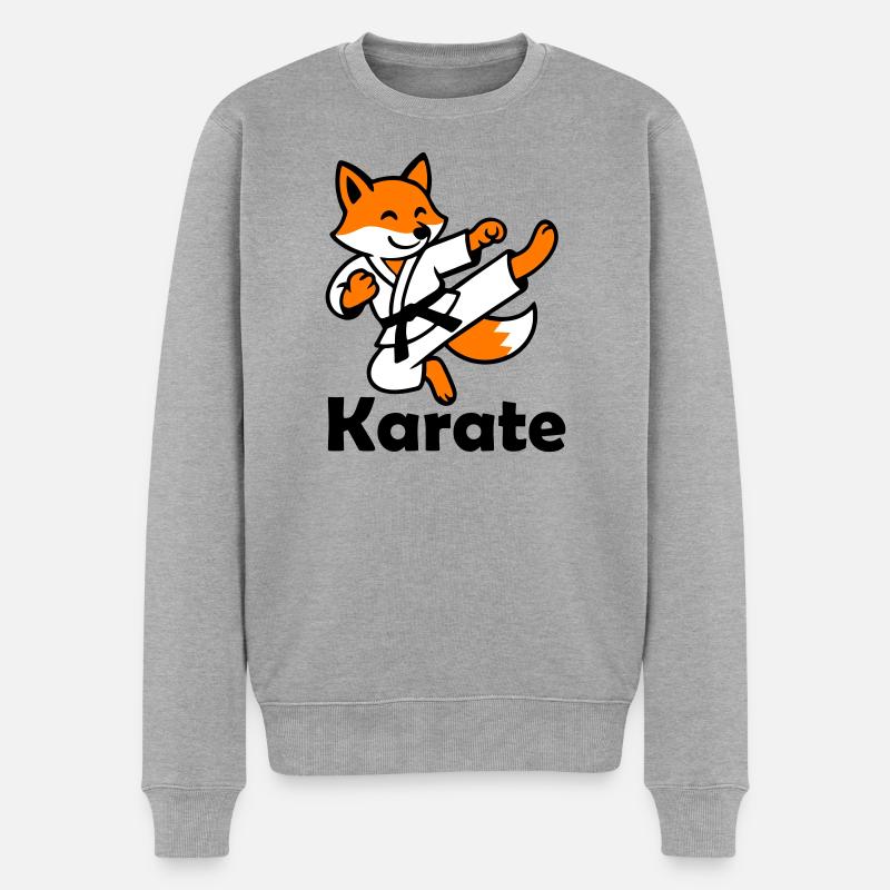 Karate Fuchs - Männer Premium Bio Pullover - Grau meliert