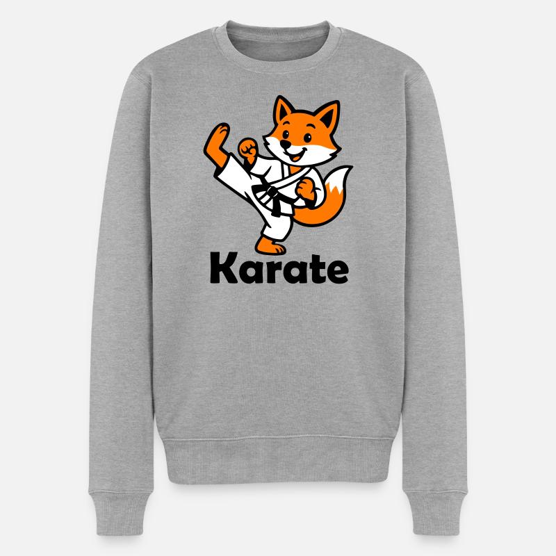 Karate Fuchs - Männer Premium Bio Pullover - Grau meliert