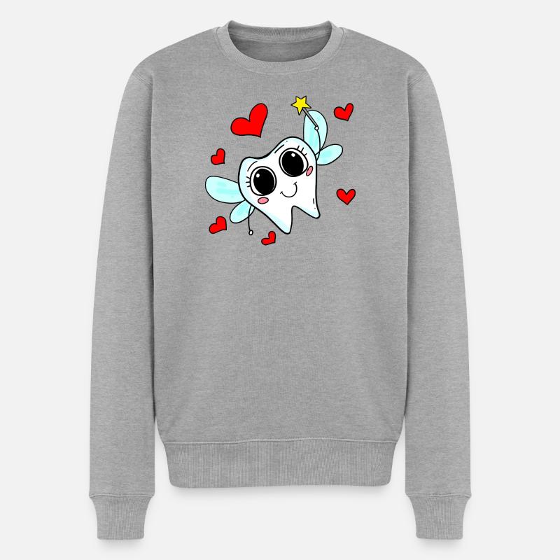Märchenhafte Zahn-Motivillustration - Männer Premium Bio Pullover - Grau meliert