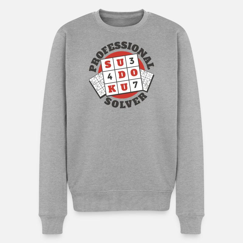 Professioneller Sudoku-Puzzle-Spieler - Männer Premium Bio Pullover - Grau meliert