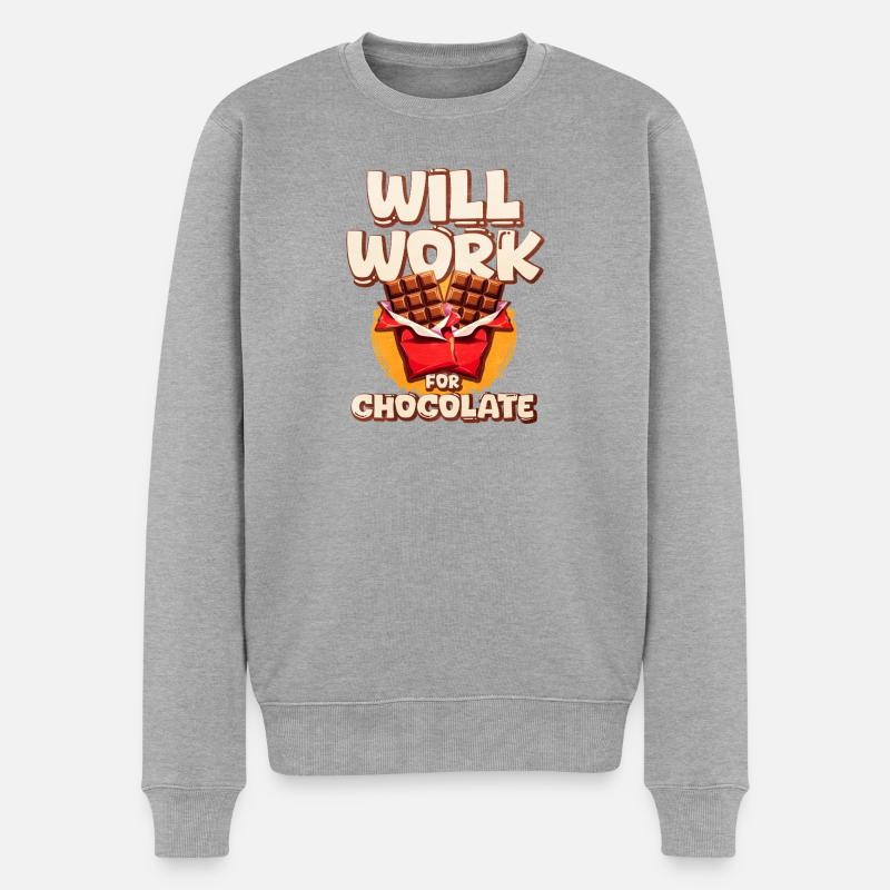 Fonctionnera pour l’illustration de chocolat - Pull Premium bio Homme - gris chiné