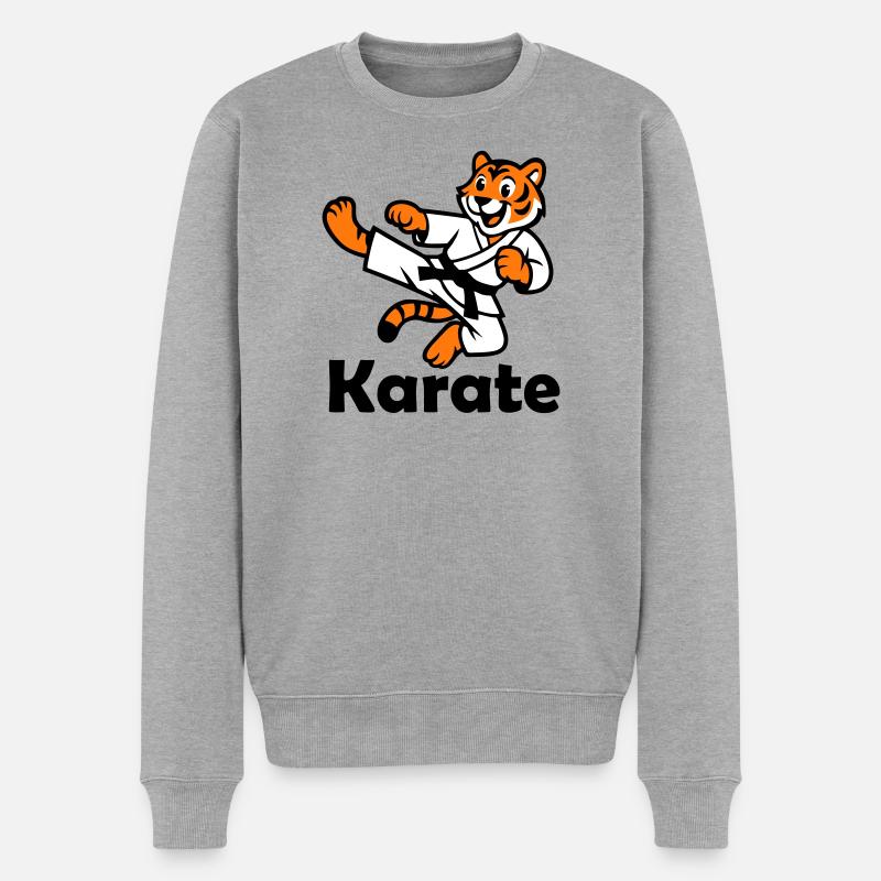Karate Tiger - Männer Premium Bio Pullover - Grau meliert