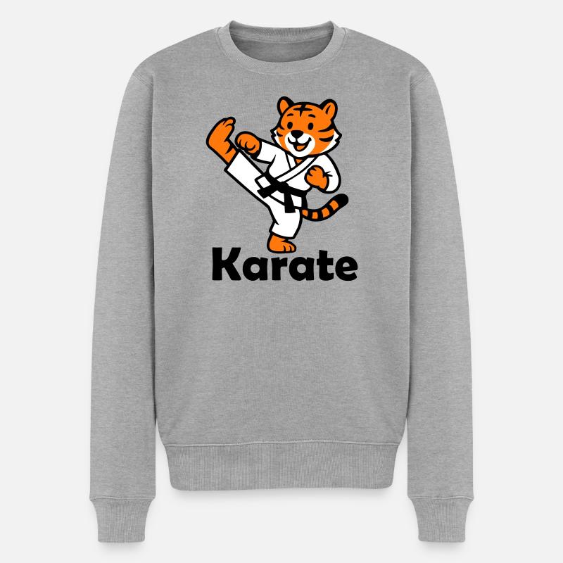 Karate Tiger - Männer Premium Bio Pullover - Grau meliert