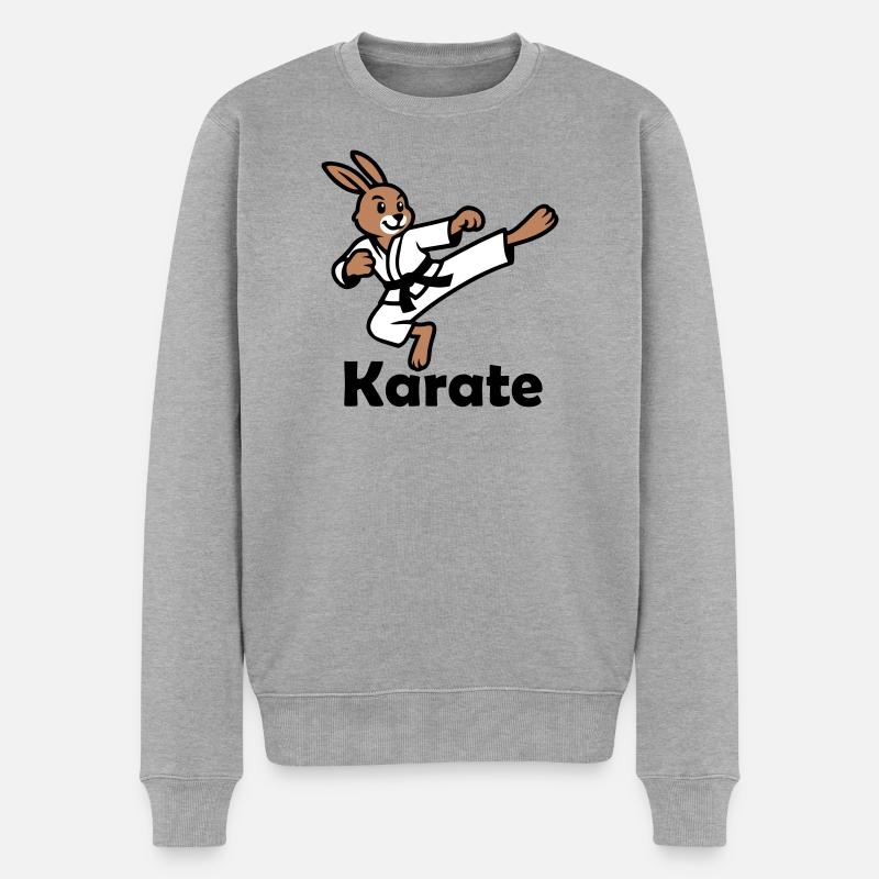 Karate Hase - Männer Premium Bio Pullover - Grau meliert