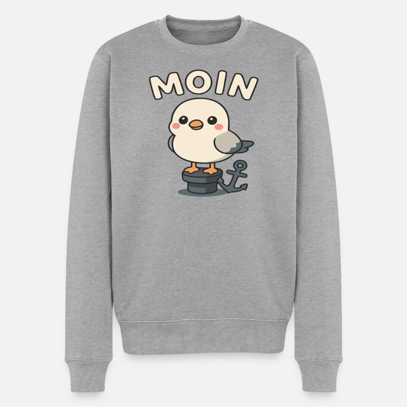 Moin - Möwedesign - Männer Premium Bio Pullover - Grau meliert
