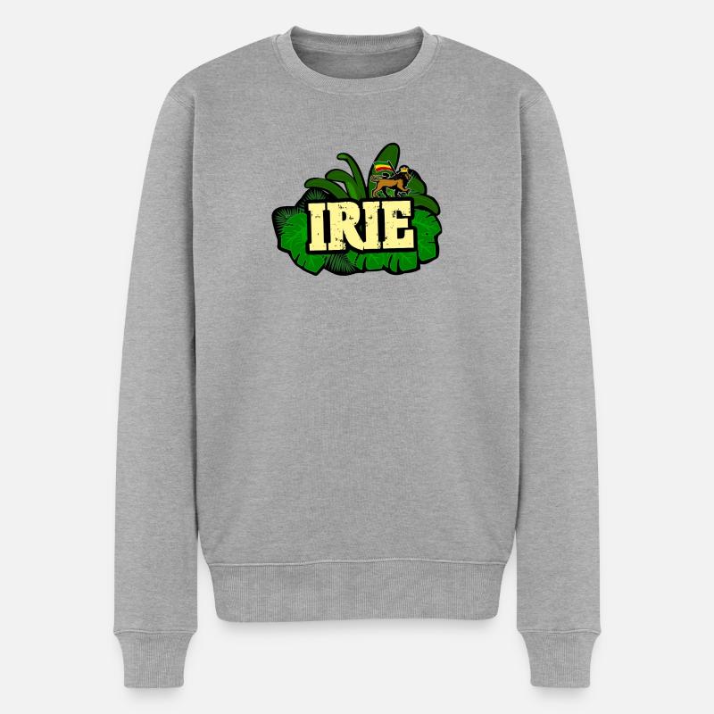 Reggae Irie - Männer Premium Bio Pullover - Grau meliert