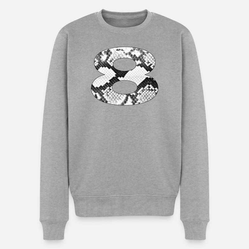 Schlangenmuster Zahl 8 - Männer Premium Bio Pullover - Grau meliert