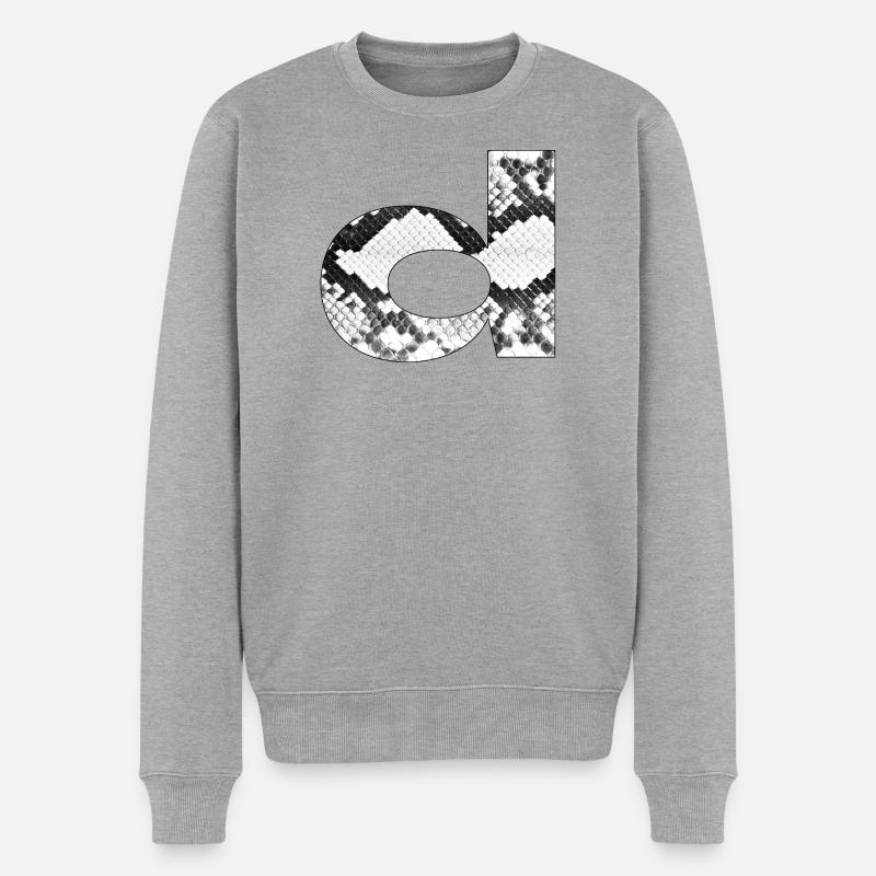Schlangenprint Buchstabe d - Männer Premium Bio Pullover - Grau meliert