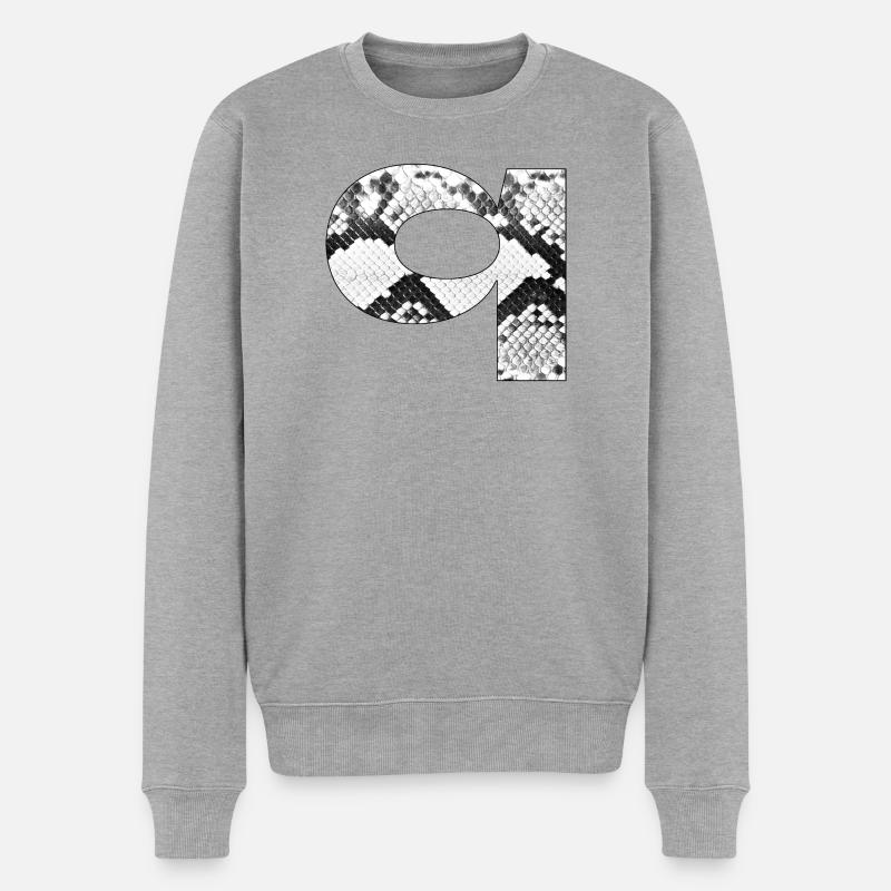 Statement Buchstabe q mit Schlangenmuster - Männer Premium Bio Pullover - Grau meliert