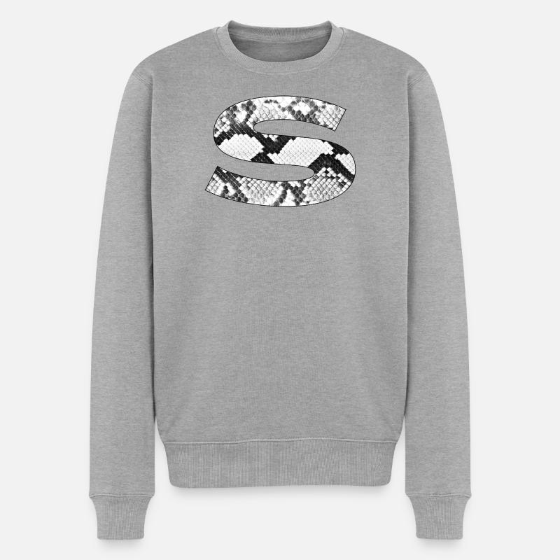 Schlangenleder-Muster Buchstabe s - Männer Premium Bio Pullover - Grau meliert