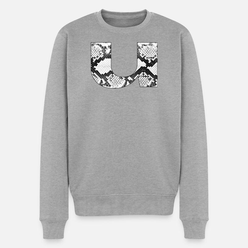 Schlangenleder Muster Buchstabe u - Männer Premium Bio Pullover - Grau meliert