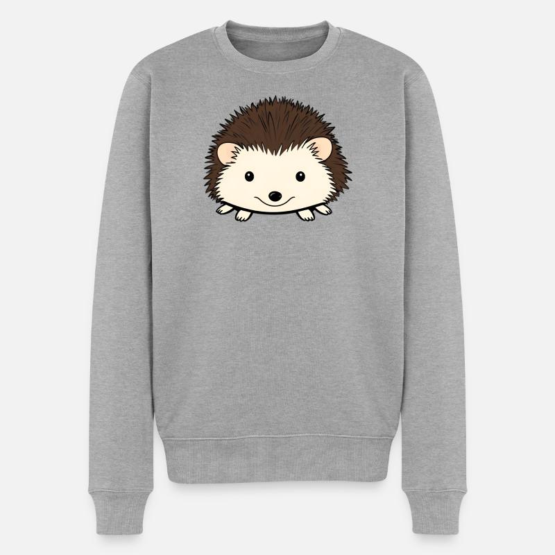 Niedlicher Igel mit freundlichem Gesicht - Männer Premium Bio Pullover - Grau meliert