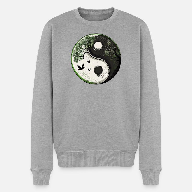 Yin and Yang Nature Version :) - Männer Premium Bio Pullover - Grau meliert