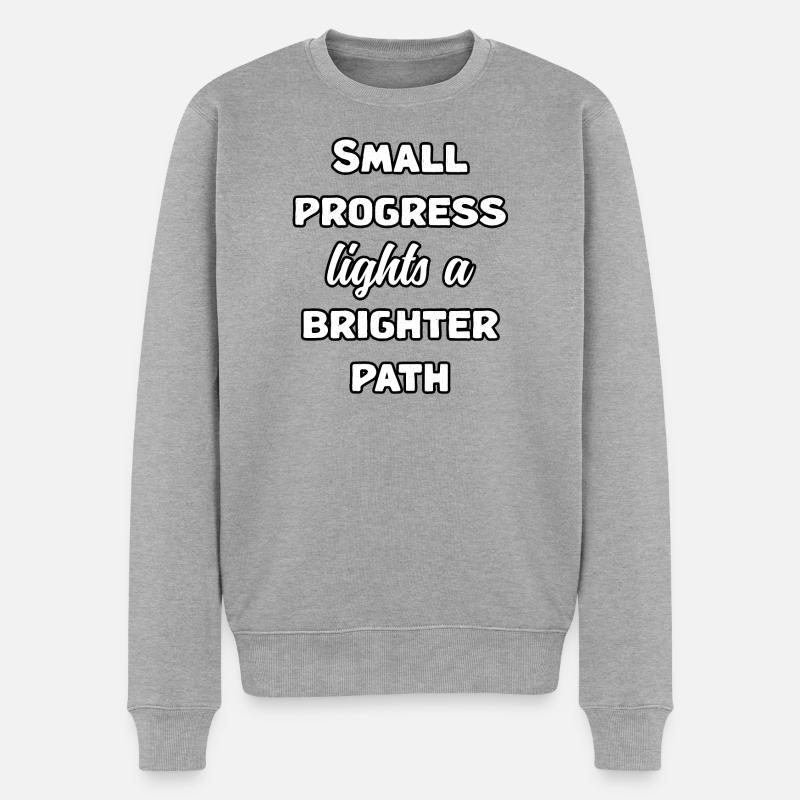 Kleine Fortschrittsleuchten sind eine hellere Pfadbotschaft - Männer Premium Bio Pullover - Grau meliert