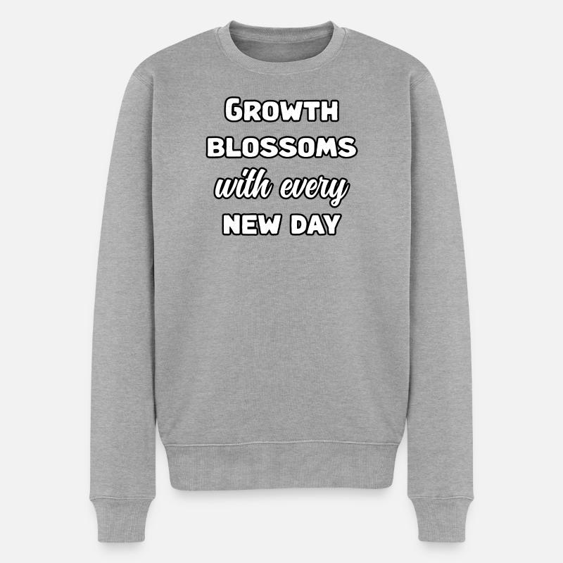 La croissance s’épanouit à chaque nouveau jour de conception - Pull Premium bio Homme - gris chiné