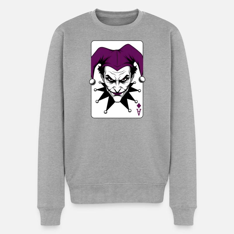 Harlekin Joker Clown Illustration - Männer Premium Bio Pullover - Grau meliert