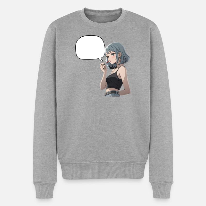 Sprechblasen Noirheldin CropTop - Männer Premium Bio Pullover - Grau meliert