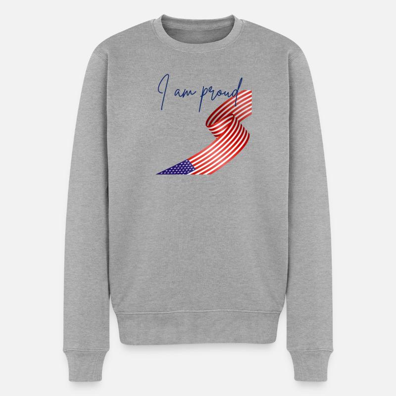 American Pride Wrap Flagge - Männer Premium Bio Pullover - Grau meliert