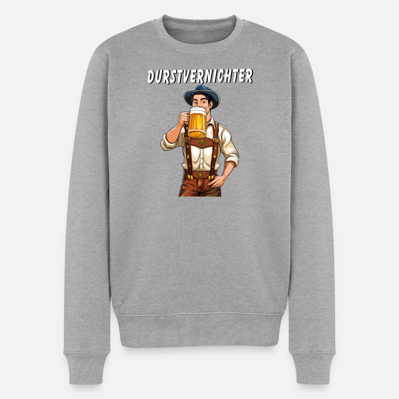 MANN Bier - Männer Premium Bio Pullover - Grau meliert