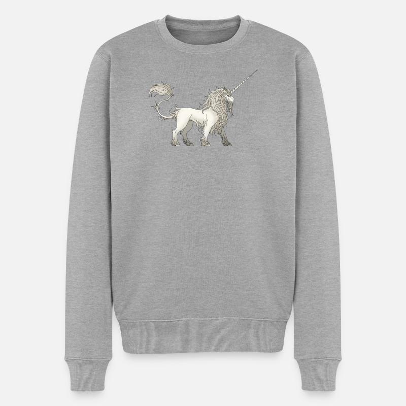 Einhorn - Männer Premium Bio Pullover - Grau meliert
