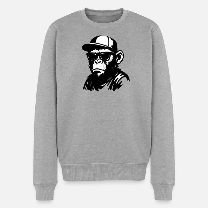 Urban Affe Graffiti Design - Männer Premium Bio Pullover - Grau meliert