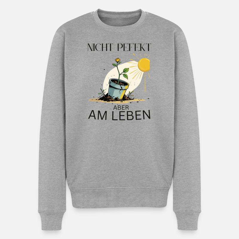 Wachsender Lebensbaum in Blumentopf - Männer Premium Bio Pullover - Grau meliert