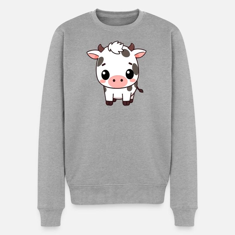 Süsse Kuh - Männer Premium Bio Pullover - Grau meliert