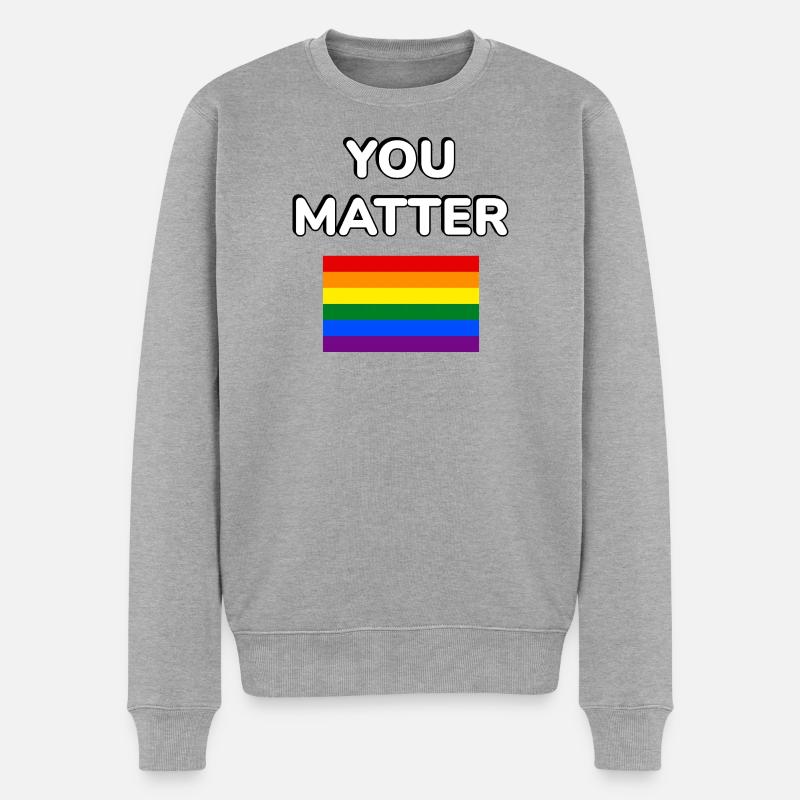 You Matter Pride-Flagge - Männer Premium Bio Pullover - Grau meliert