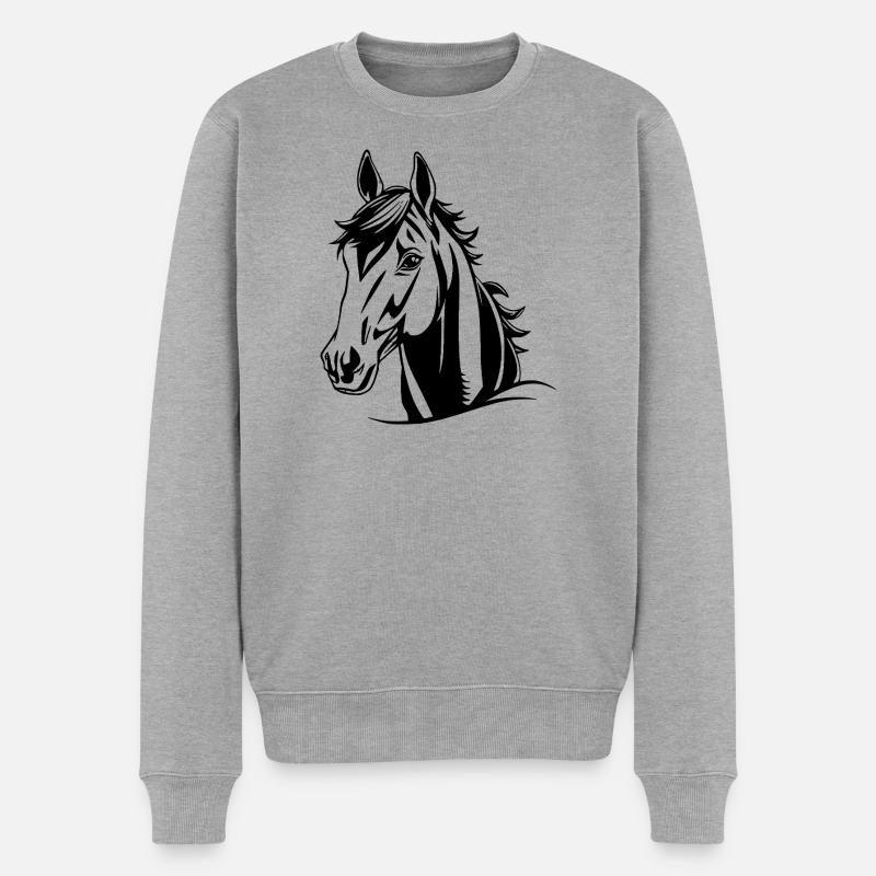 Pferd Pferde Geschenk - Männer Premium Bio Pullover - Grau meliert