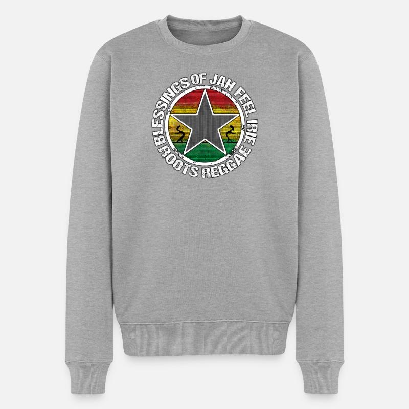 Bénédictions de Jah Roots Reggae Star - Pull Premium bio Homme - gris chiné