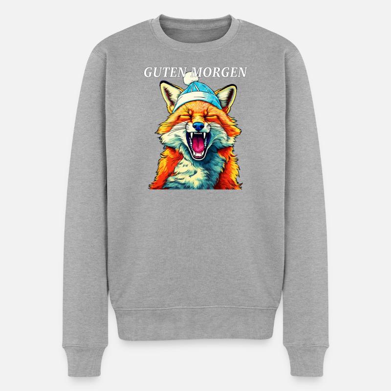 FUCHS GUTEN MORGEN - Männer Premium Bio Pullover - Grau meliert