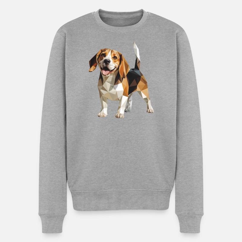 Beagle - Cool Low Poly Logo - Pull Premium bio Homme - gris chiné
