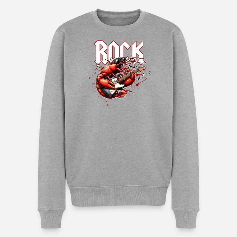 Rocker-Krabbe und E-Gitarre - Männer Premium Bio Pullover - Grau meliert