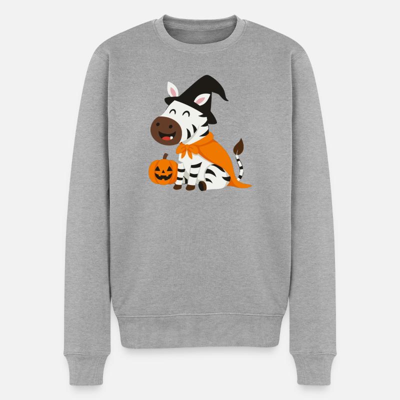 Süßes Halloween Zebra - Männer Premium Bio Pullover - Grau meliert