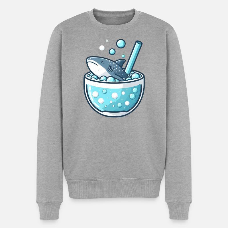 WalHai im Bubble Tea Becher - Männer Premium Bio Pullover - Grau meliert