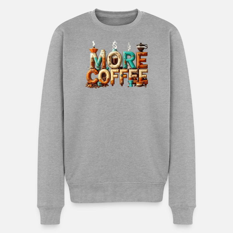 Plus de café - Pull Premium bio Homme - gris chiné