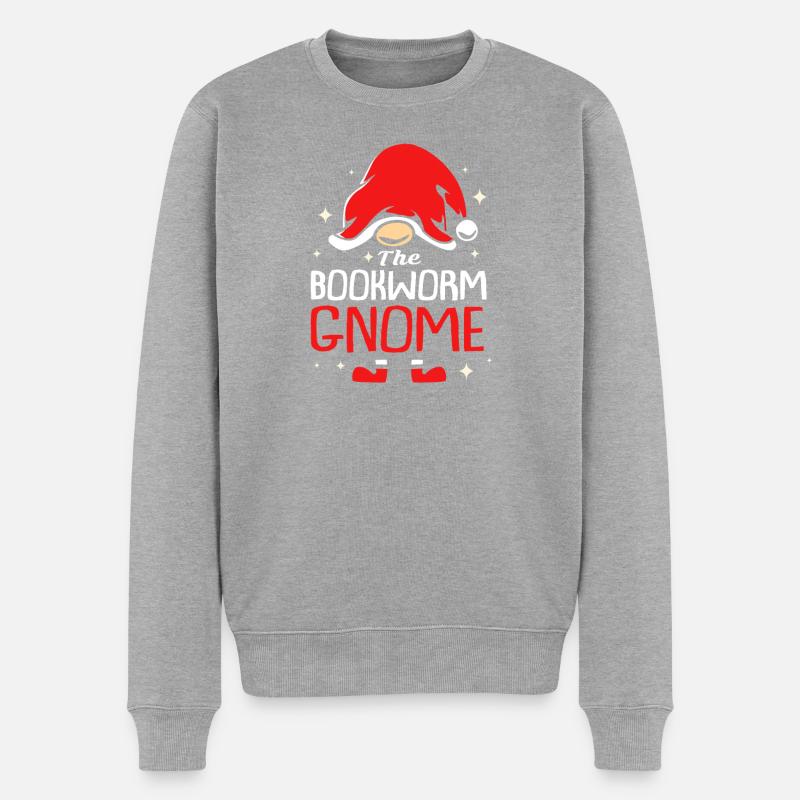 Gnom Buch Lesen Bücher - Männer Premium Bio Pullover - Grau meliert