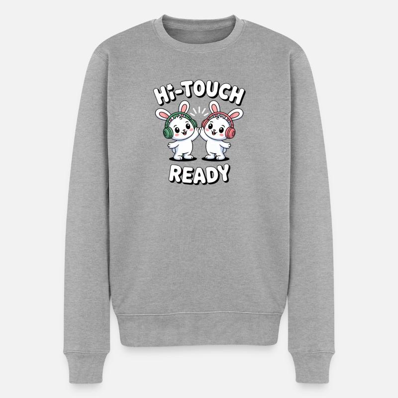 K-Pop Hi-Touch Lustig Korea Maknae - Männer Premium Bio Pullover - Grau meliert