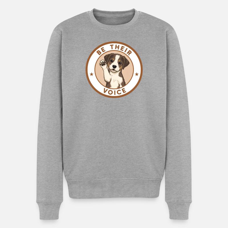 Süßer Hund Cartoon Be Their Voice - Männer Premium Bio Pullover - Grau meliert