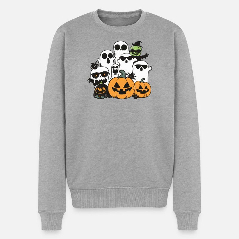 Halloween Party Figuren - Männer Premium Bio Pullover - Grau meliert