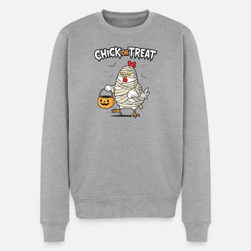 Küken oder Leckerli - Männer Premium Bio Pullover - Grau meliert