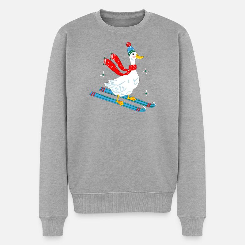  Gans auf skiern - Männer Premium Bio Pullover - Grau meliert