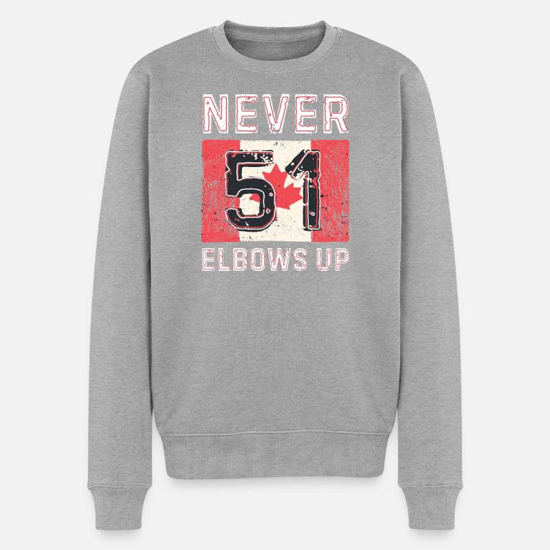 Ellbogen hoch Kanada Protest T-Shirt - Männer Premium Bio Pullover - Grau meliert