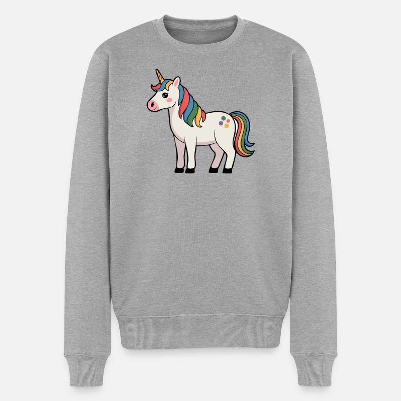 Einhorn - Männer Premium Bio Pullover - Grau meliert