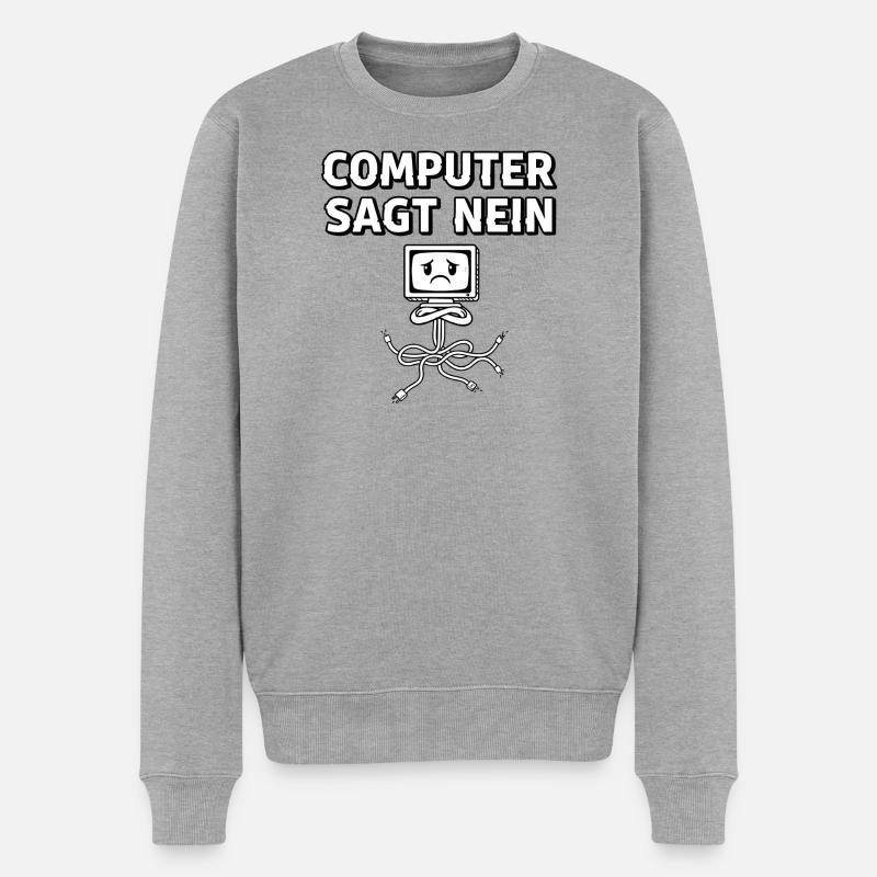 Computer Sagt Nein - Männer Premium Bio Pullover - Grau meliert