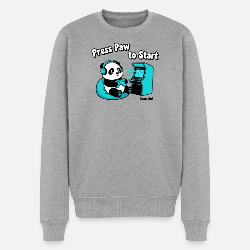 Panda Press Paw Start - Männer Premium Bio Pullover - Grau meliert