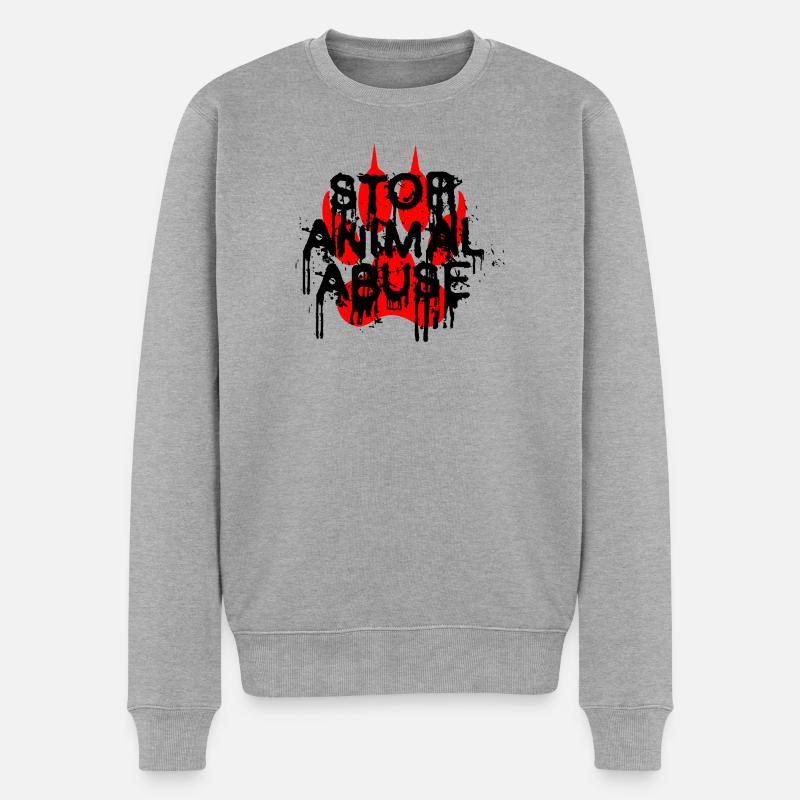 Stop Animal Abuse - Männer Premium Bio Pullover - Grau meliert